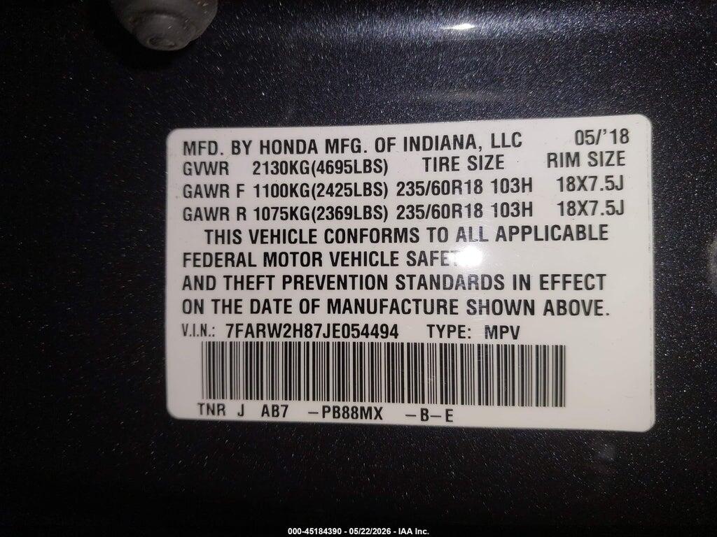7FARW2H87JE054494 2018 HONDA CR-V photo no. 9