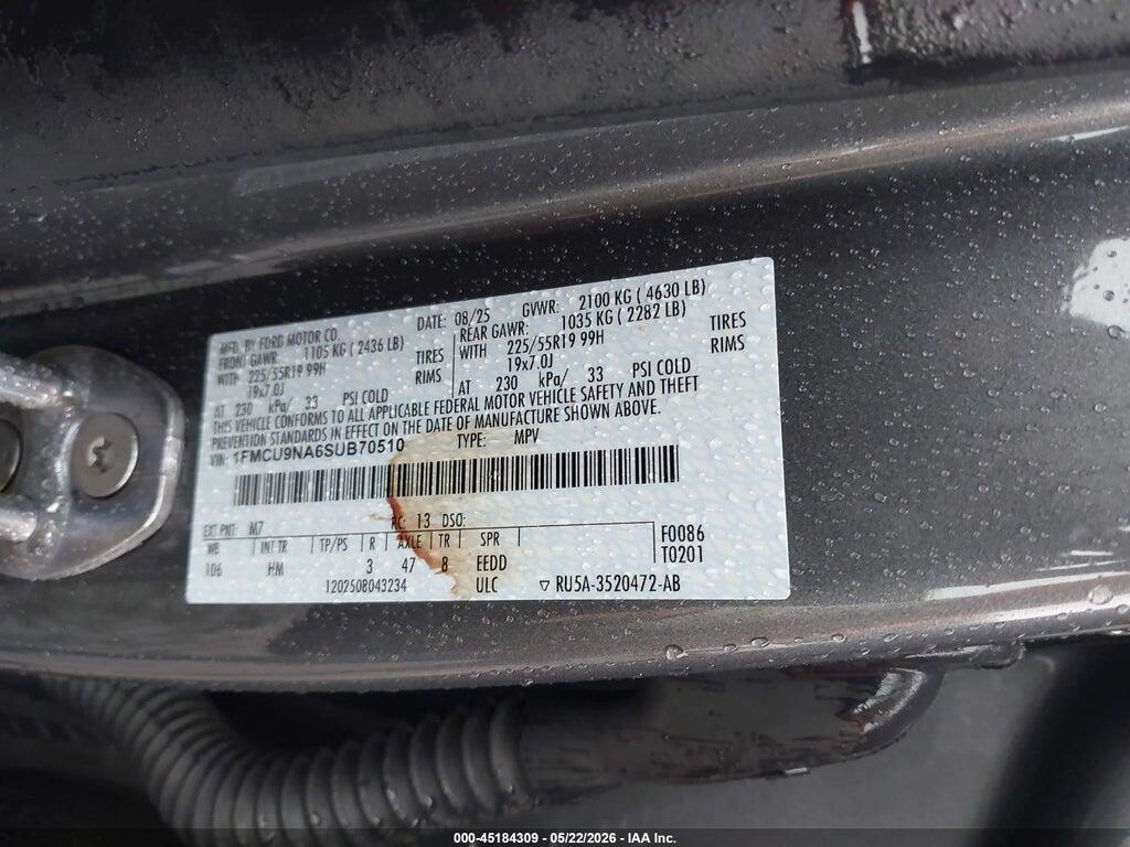 1FMCU9NA6SUB70510 2025 FORD ESCAPE photo no. 9