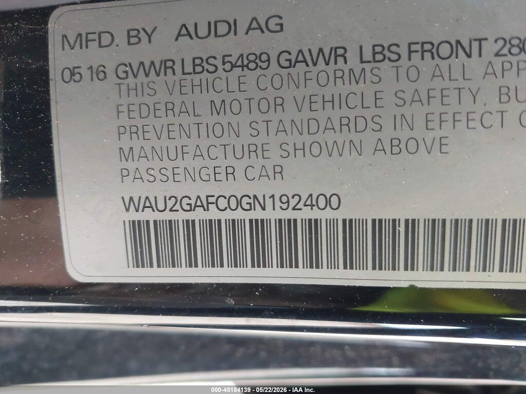 WAU2GAFC0GN192400 2016 AUDI A7 photo no. 9
