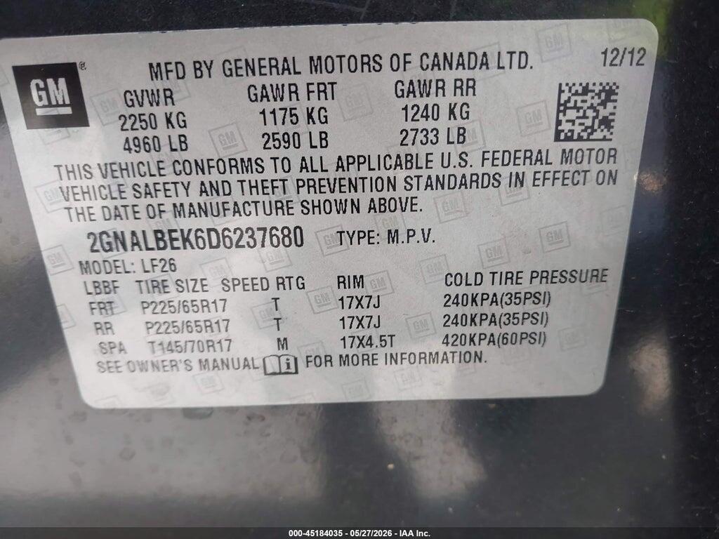 2GNALBEK6D6237680 2013 CHEVROLET EQUINOX photo no. 9