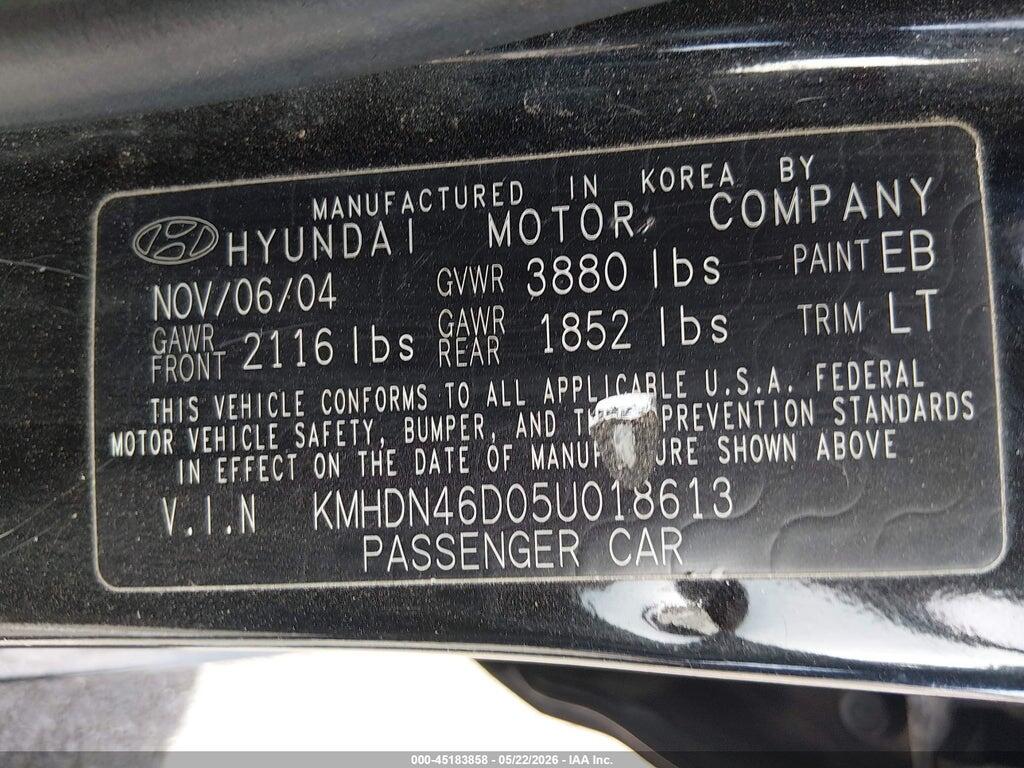 KMHDN46D05U018613 2005 HYUNDAI ELANTRA photo no. 9