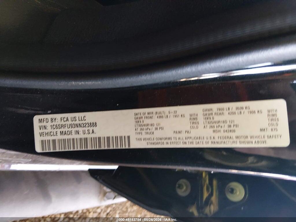 1C6SRFU93NN323888 2022 RAM 1500 photo no. 9