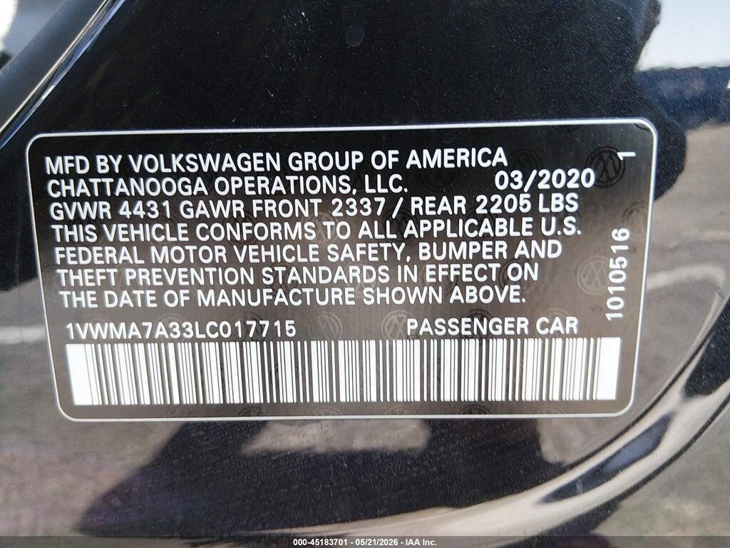1VWMA7A33LC017715 2020 VOLKSWAGEN PASSAT photo no. 9