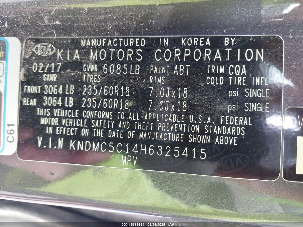 KNDMC5C14H6325415 2017 KIA SEDONA photo no. 9