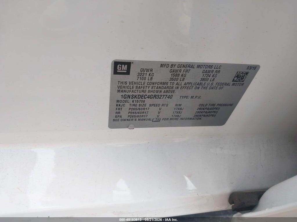 1GNSKDEC4GR327740 2016 CHEVROLET TAHOE photo no. 9