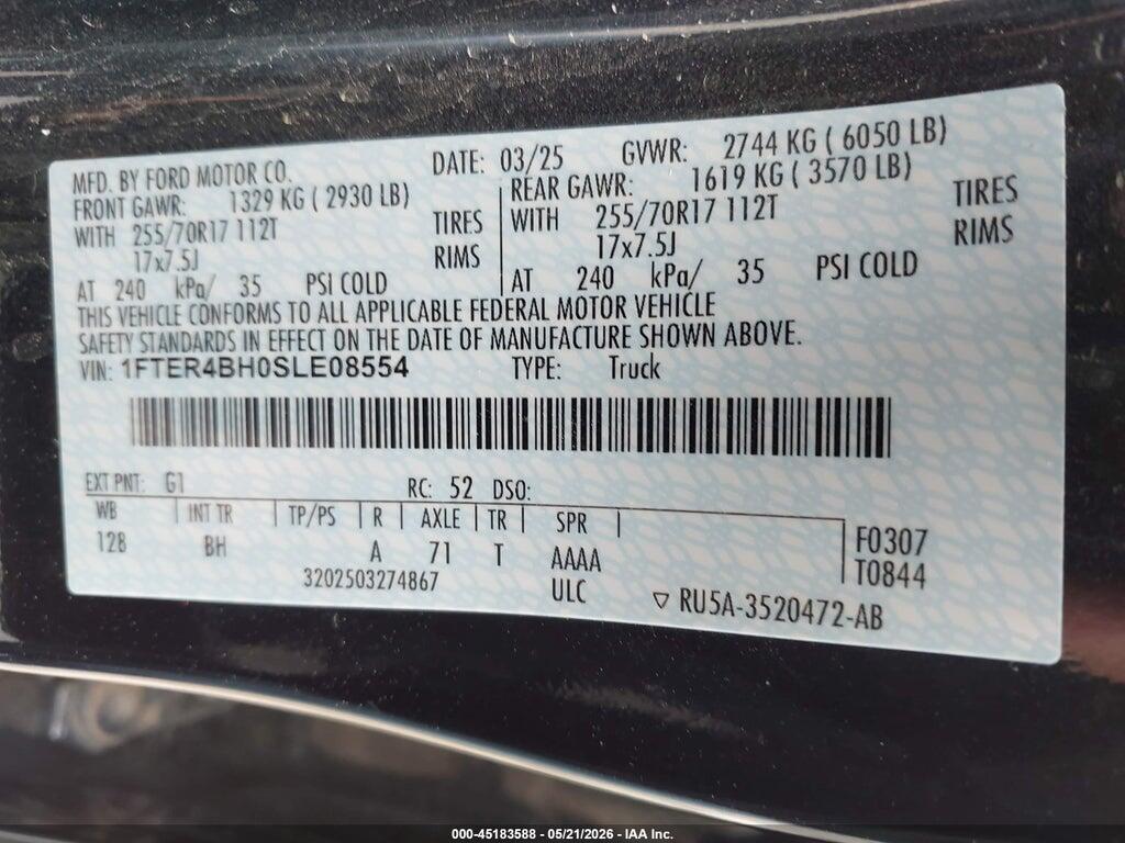 1FTER4BH0SLE08554 2025 FORD RANGER photo no. 9