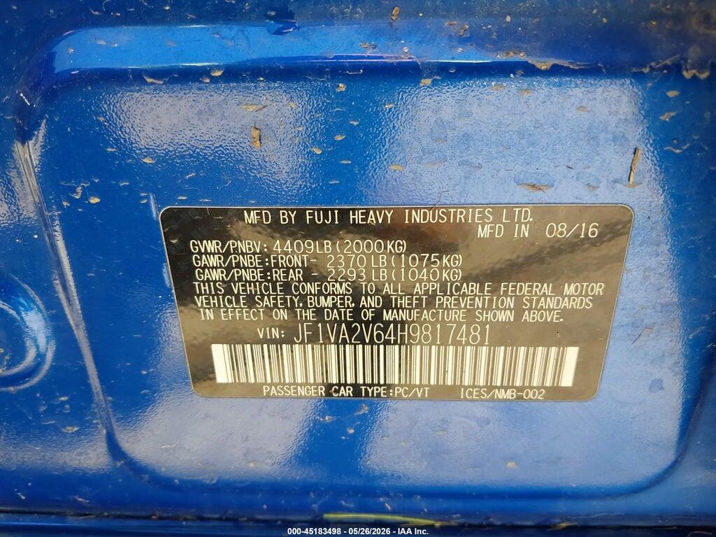 JF1VA2V64H9817481 2017 SUBARU WRX STI photo no. 9