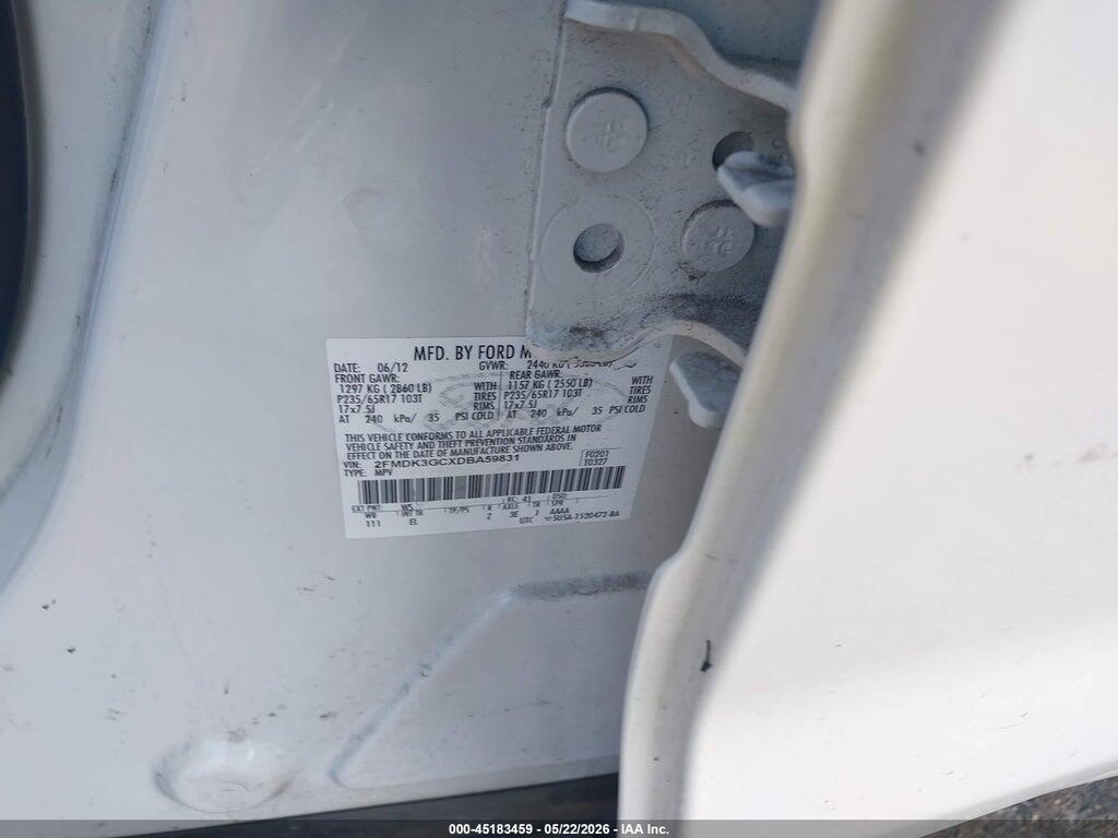 2FMDK3GCXDBA59831 2013 FORD EDGE photo no. 9