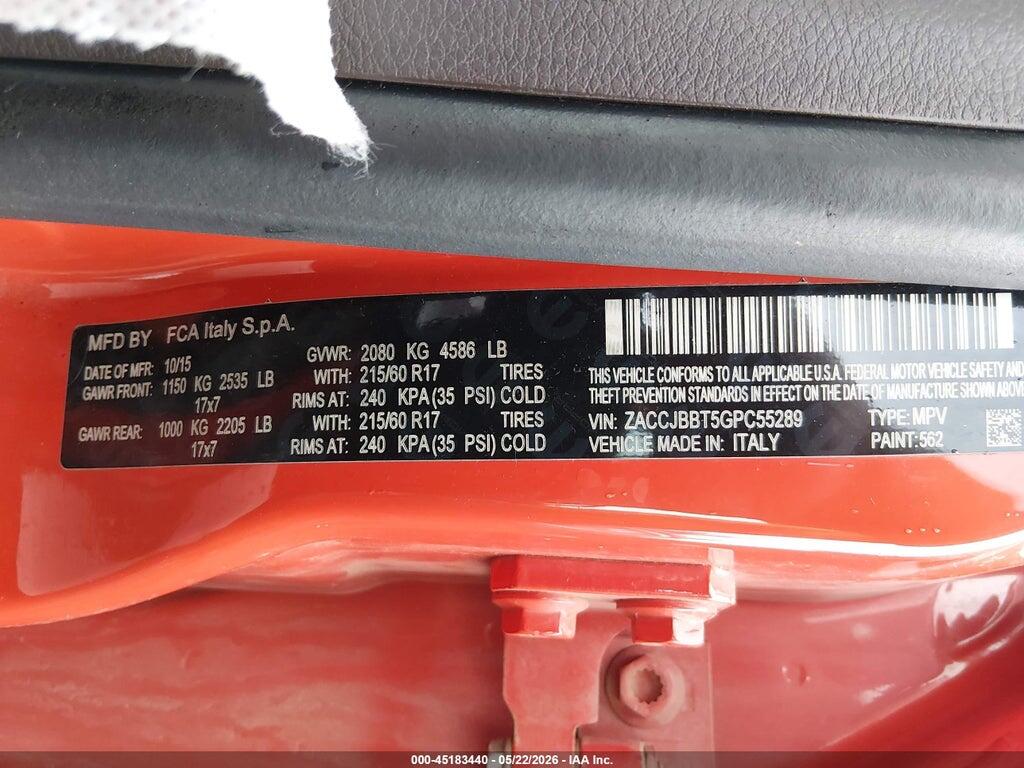 ZACCJBBT5GPC55289 2016 JEEP RENEGADE photo no. 9