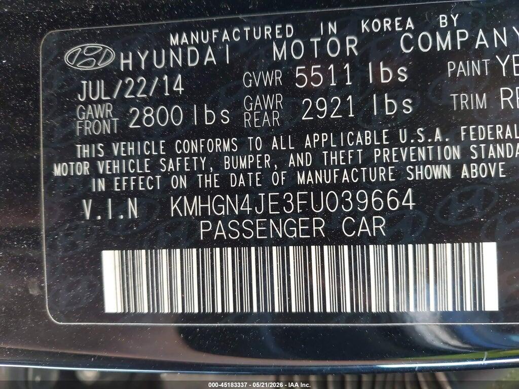 KMHGN4JE3FU039664 2015 HYUNDAI GENESIS photo no. 9