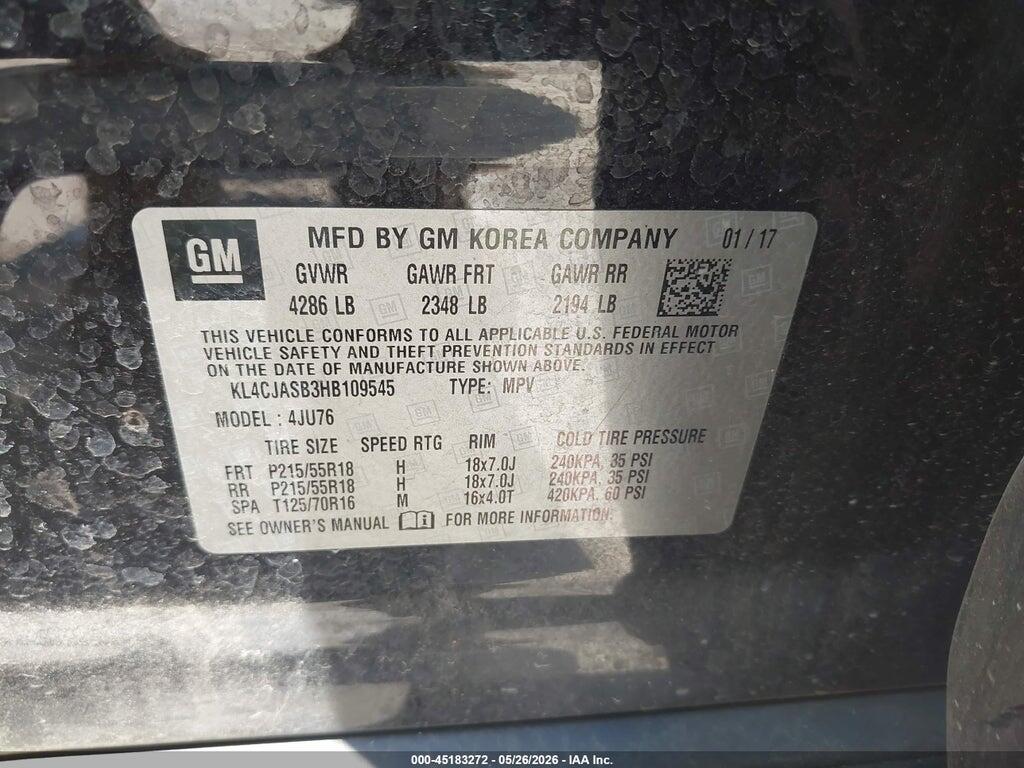 KL4CJASB3HB109545 2017 BUICK ENCORE photo no. 9