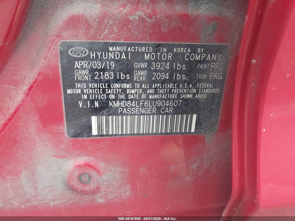 KMHD84LF6LU904607 2020 HYUNDAI ELANTRA photo no. 9