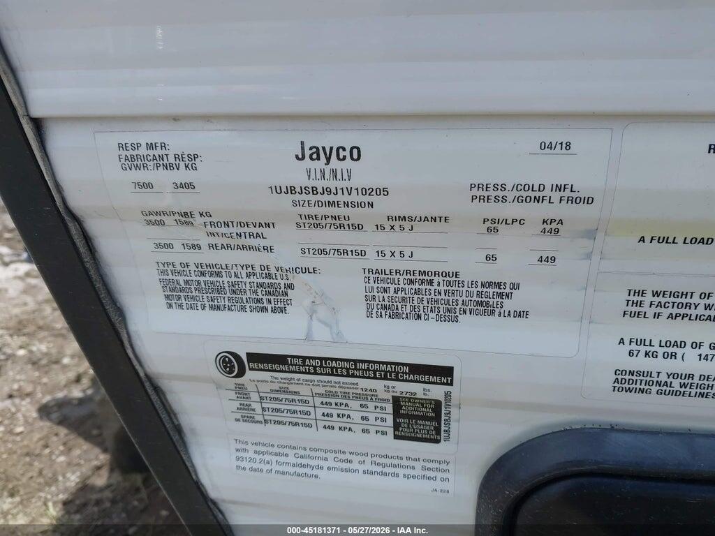 1UJBJSBJ9J1V10205 2018 JAYCO OCTANE photo no. 9