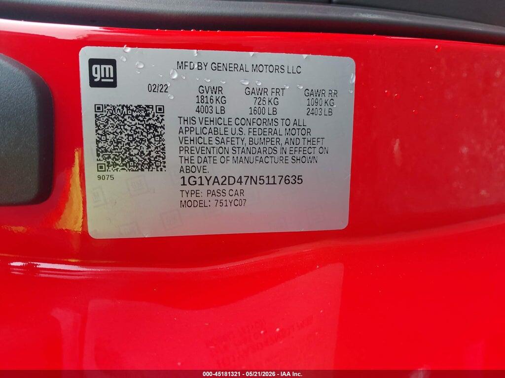 1G1YA2D47N5117635 2022 CHEVROLET CORVETTE STINGRAY photo no. 9