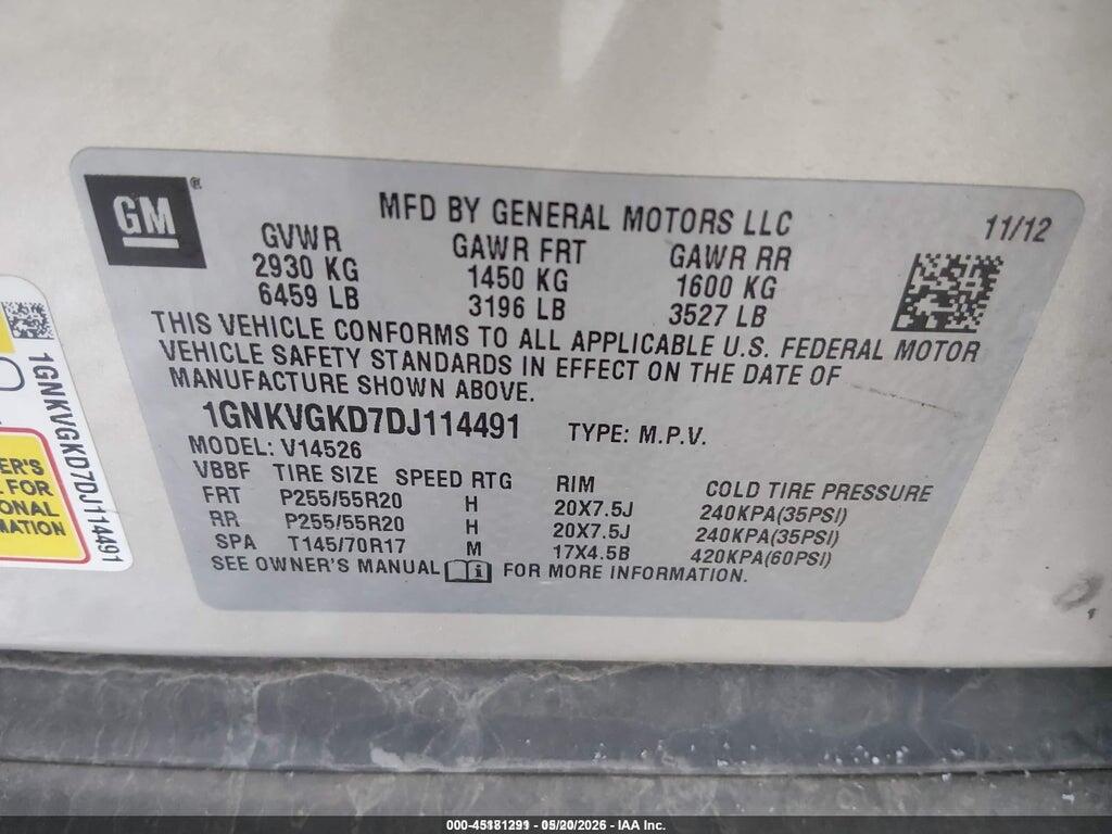 1GNKVGKD7DJ114491 2013 CHEVROLET TRAVERSE photo no. 9