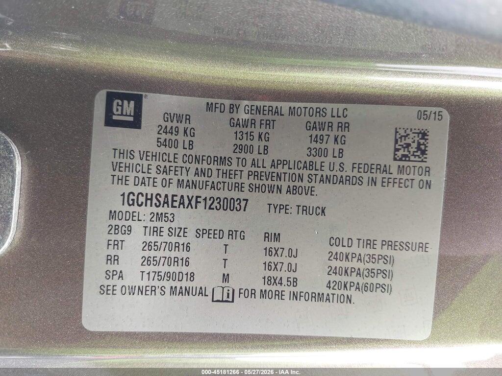 1GCHSAEAXF1230037 2015 CHEVROLET COLORADO photo no. 9