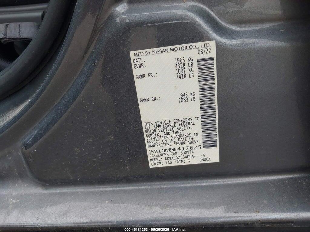 1N4BL4BV8NN417625 2022 NISSAN ALTIMA photo no. 9