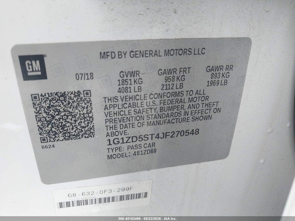 1G1ZD5ST4JF270548 2018 CHEVROLET MALIBU photo no. 9
