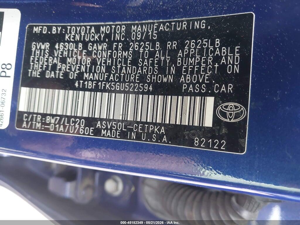 4T1BF1FK5GU522594 2016 TOYOTA CAMRY photo no. 9