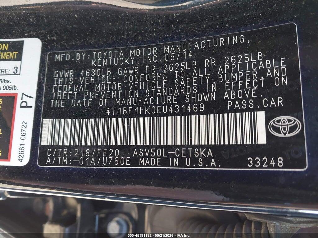 4T1BF1FK0EU431469 2014 TOYOTA CAMRY photo no. 9