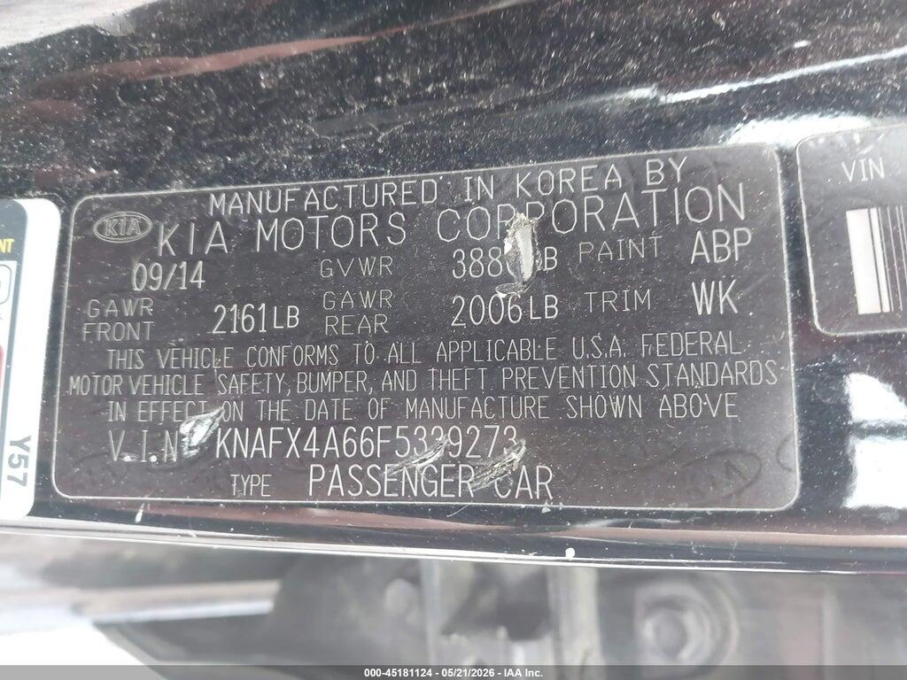 KNAFX4A66F5339273 2015 KIA FORTE photo no. 9