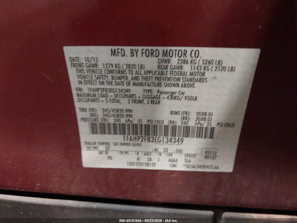 1FAHP2F83EG134349 2014 FORD TAURUS photo no. 9
