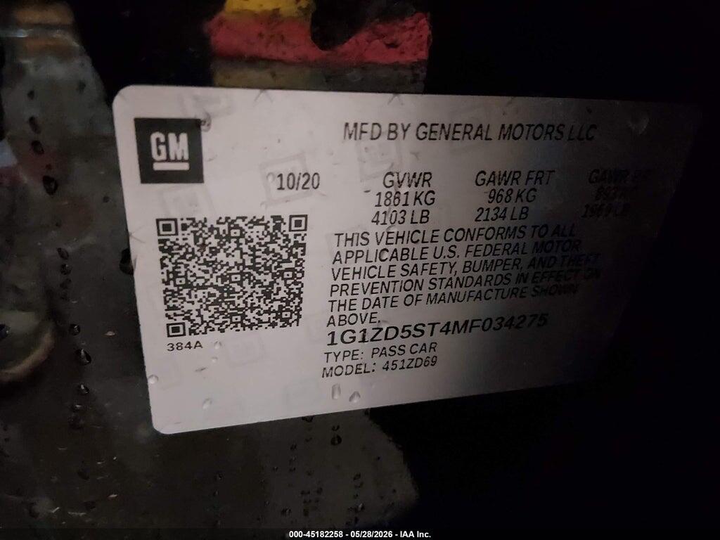 1G1ZD5ST4MF034275 2021 CHEVROLET MALIBU photo no. 9