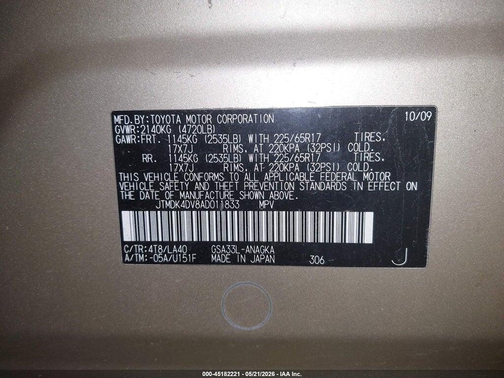JTMDK4DV8AD011833 2010 TOYOTA RAV4 photo no. 9