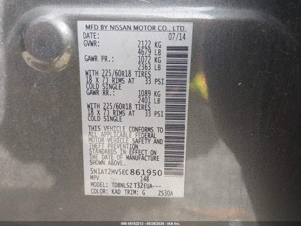 5N1AT2MV5EC861950 2014 NISSAN ROGUE photo no. 9