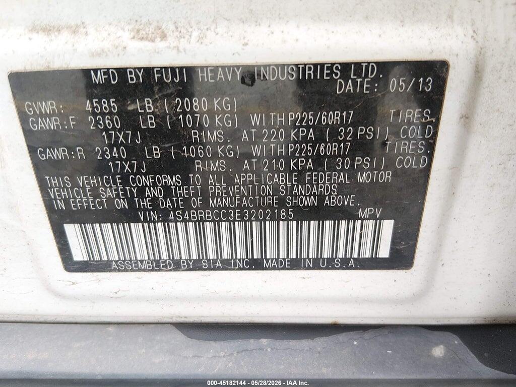 4S4BRBCC3E3202185 2014 SUBARU OUTBACK photo no. 9