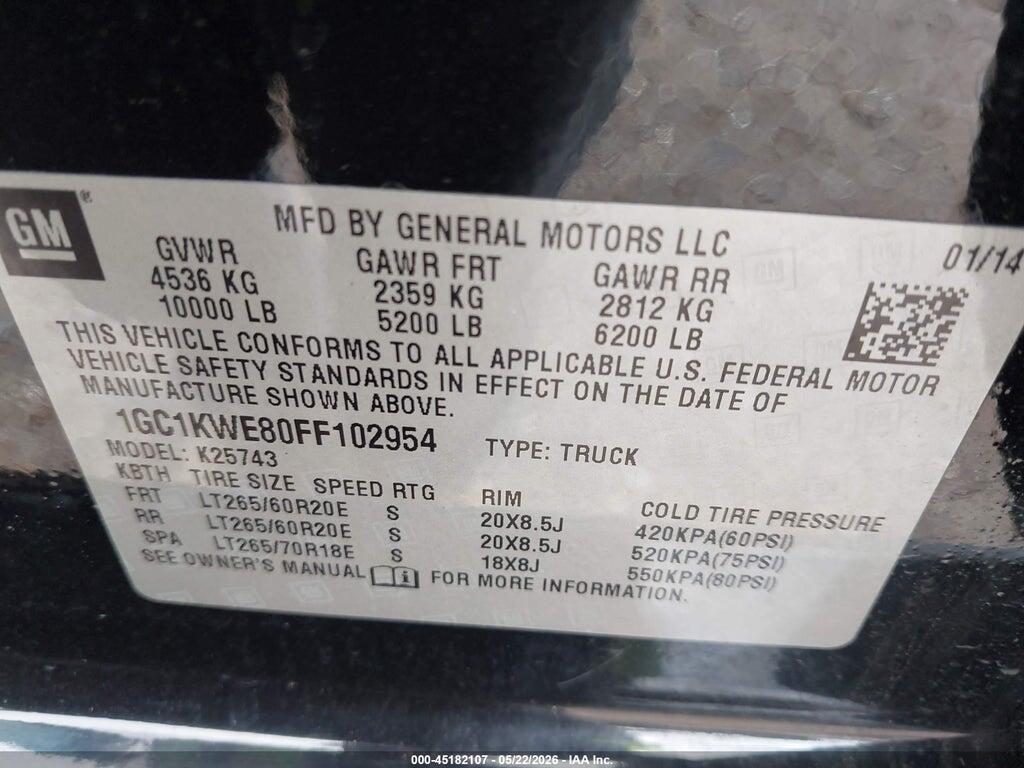 1GC1KWE80FF102954 2015 CHEVROLET SILVERADO 2500HD photo no. 9
