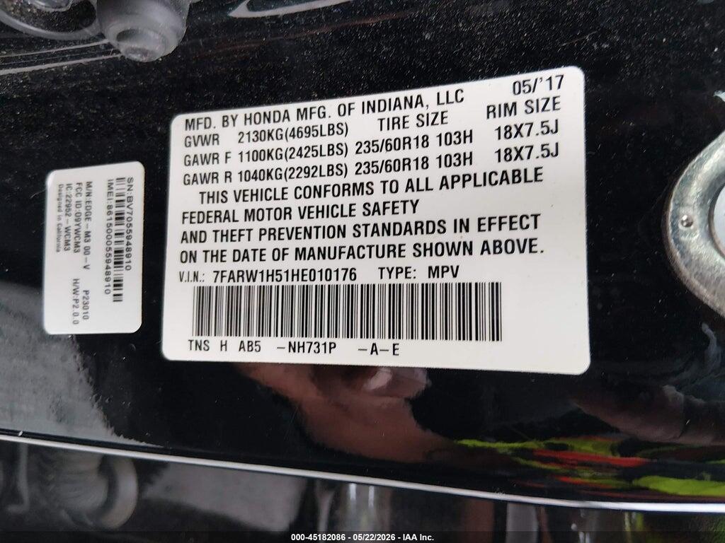 7FARW1H51HE010176 2017 HONDA CR-V photo no. 9
