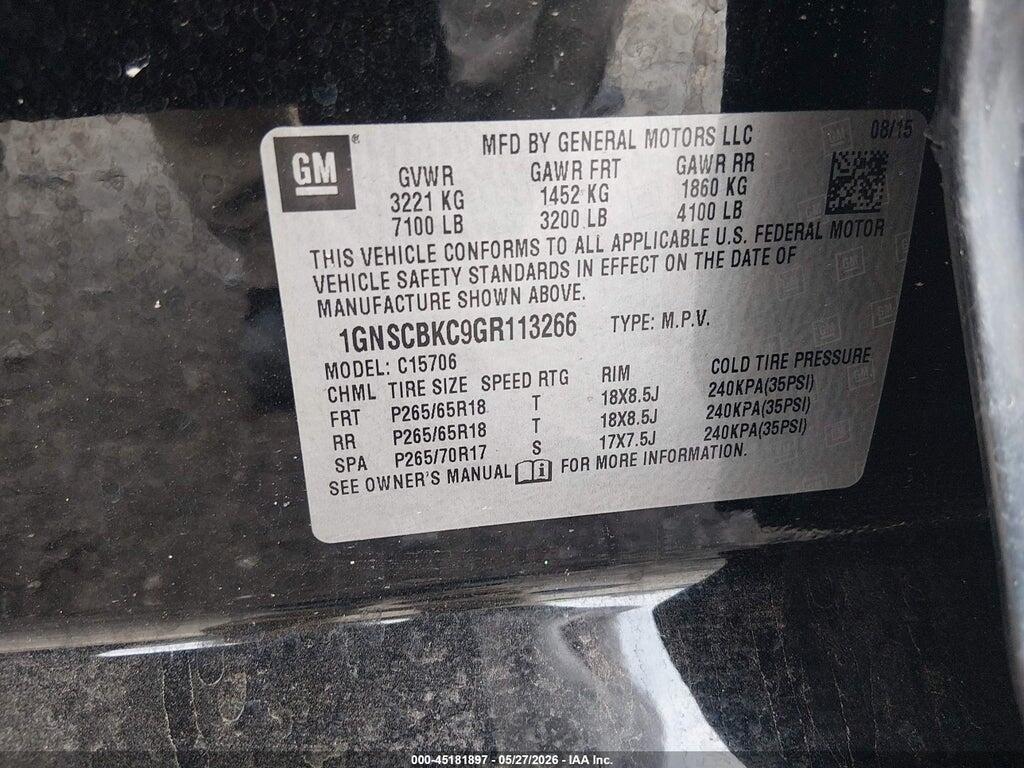 1GNSCBKC9GR113266 2016 CHEVROLET TAHOE photo no. 9