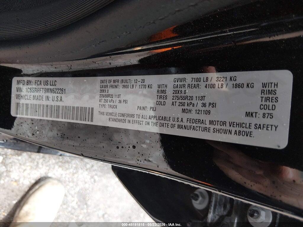 1C6SRFFT9MN622261 2021 RAM 1500 photo no. 9