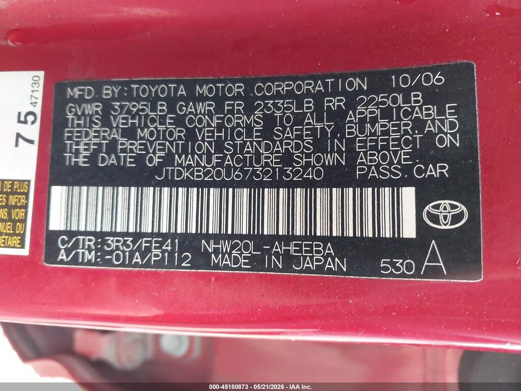 JTDKB20U673213240 2007 TOYOTA PRIUS photo no. 9