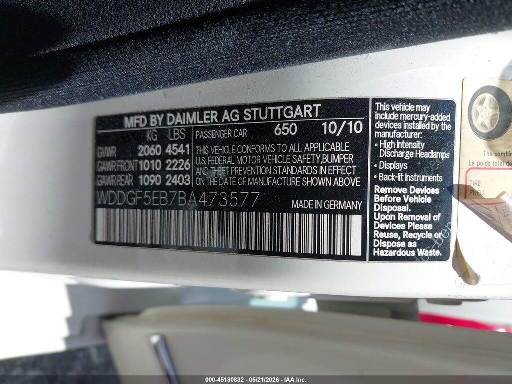 WDDGF5EB7BA473577 2011 MERCEDES-BENZ C photo no. 9