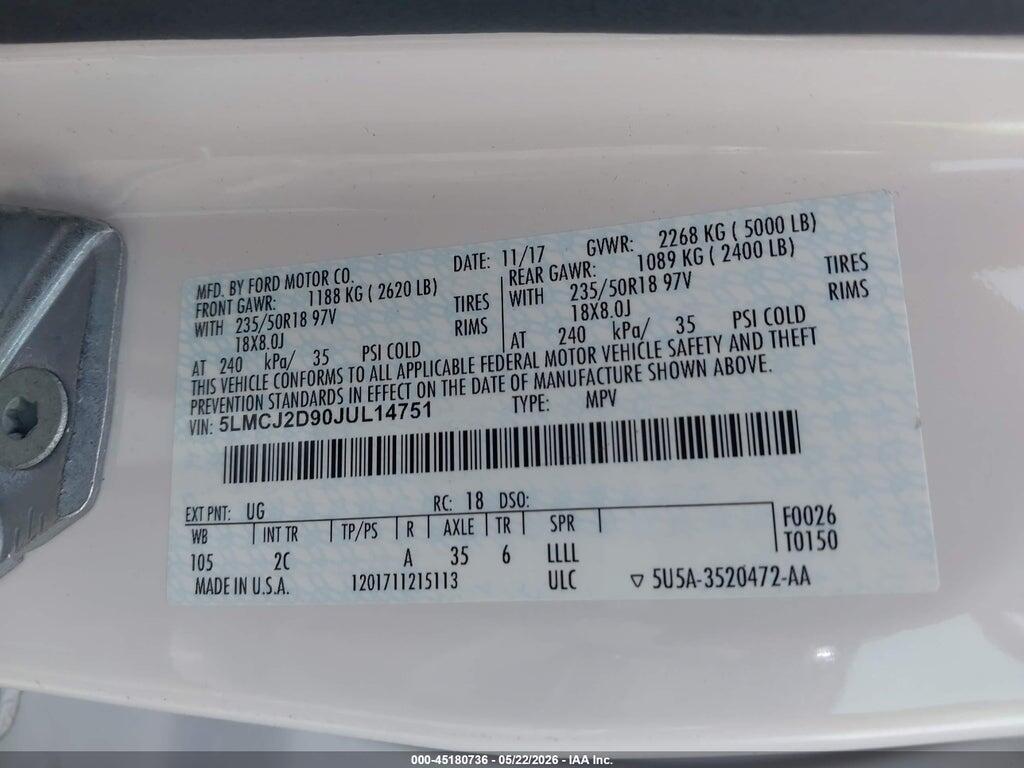 5LMCJ2D90JUL14751 2018 LINCOLN MKC photo no. 9