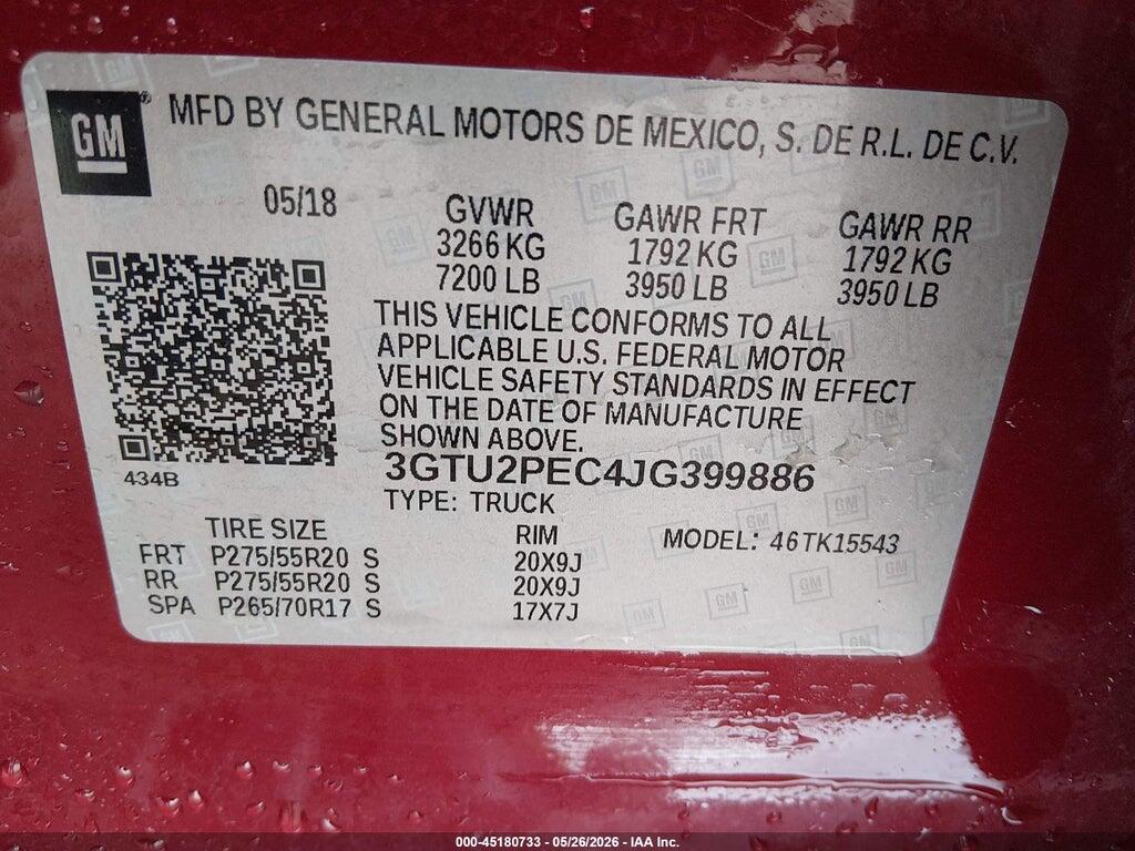 3GTU2PEC4JG399886 2018 GMC SIERRA 1500 photo no. 9