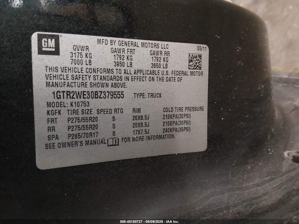 1GTR2WE30BZ379555 2011 GMC SIERRA 1500 photo no. 9