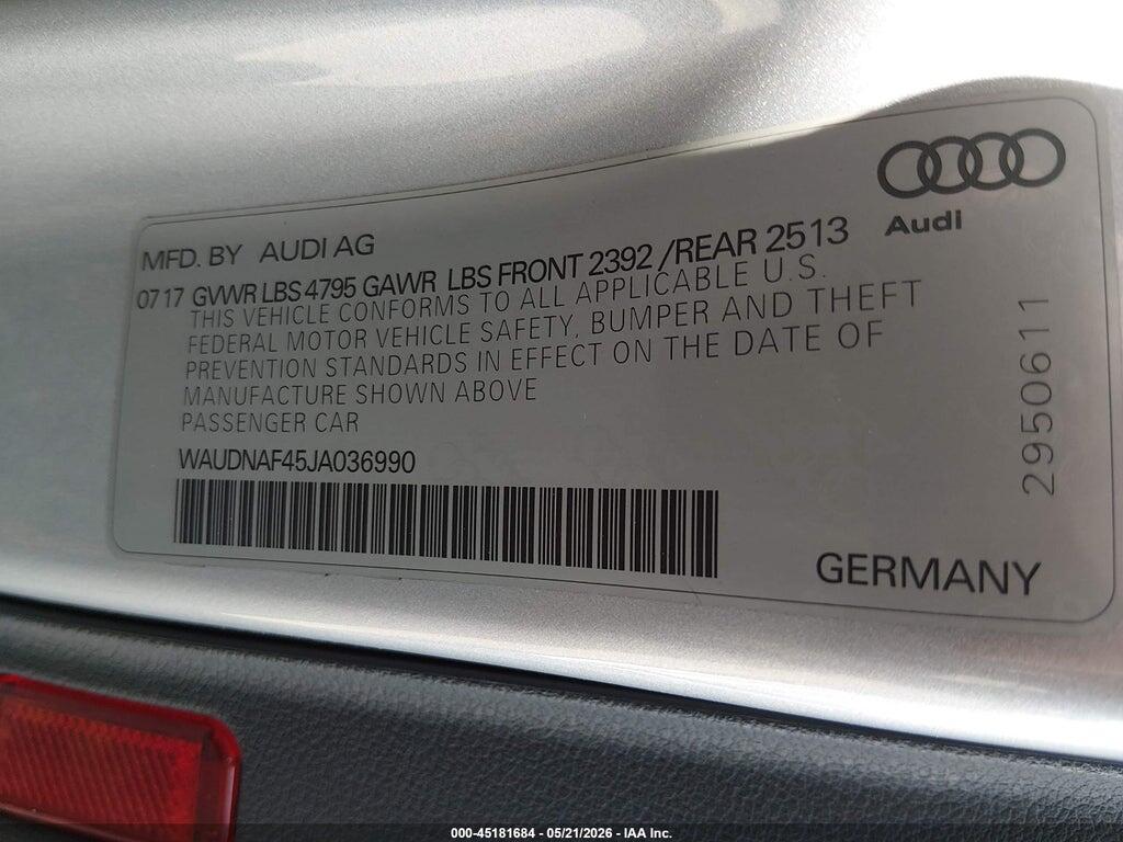 WAUDNAF45JA036990 2018 AUDI A4 photo no. 9