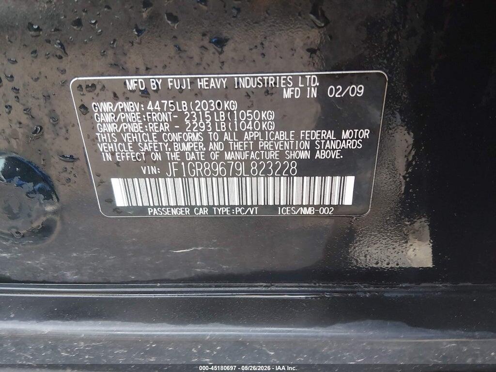 JF1GR89679L823228 2009 SUBARU IMPREZA WRX STI photo no. 9