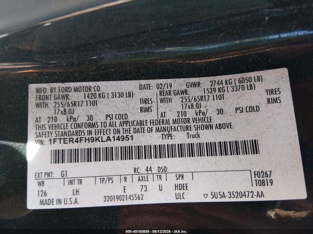 1FTER4FH9KLA14951 2019 FORD RANGER photo no. 9