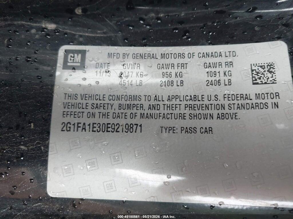2G1FA1E30E9219871 2014 CHEVROLET CAMARO photo no. 9