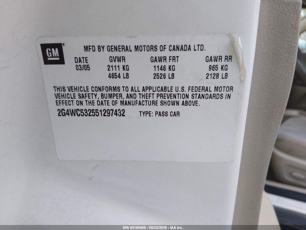 2G4WC532551297432 2005 BUICK LACROSSE photo no. 9