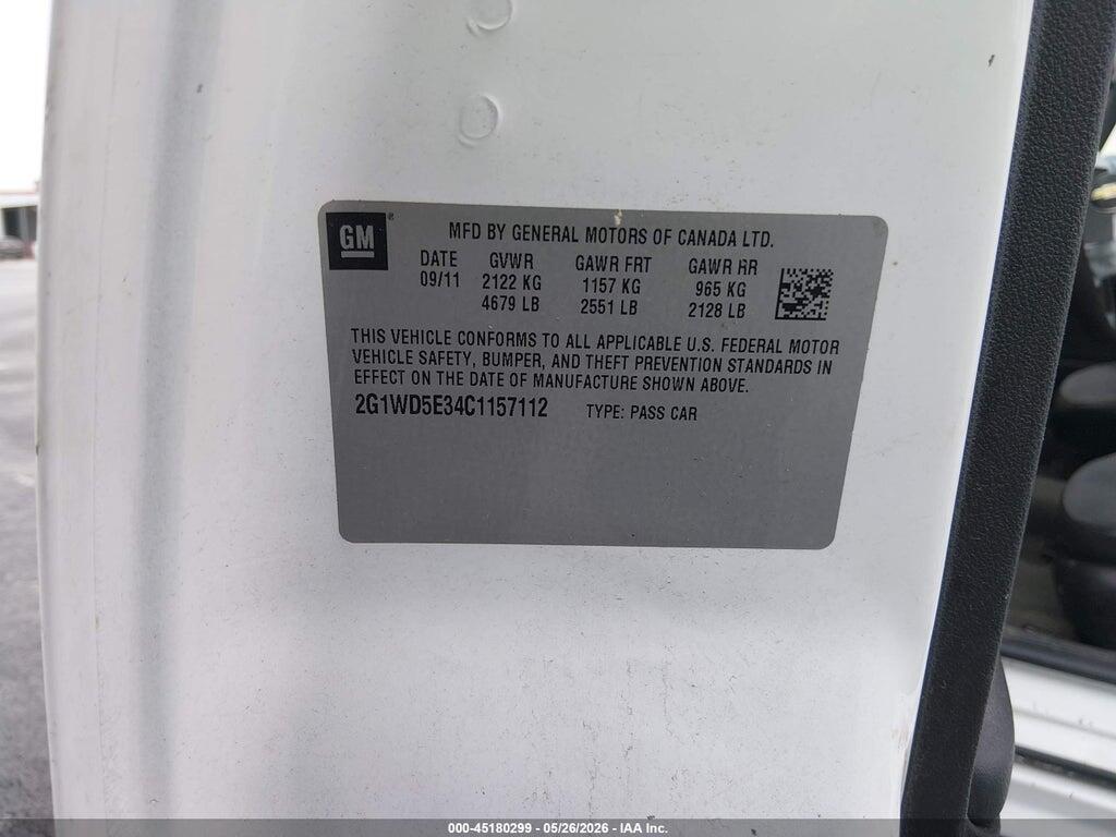 2G1WD5E34C1157112 2012 CHEVROLET IMPALA photo no. 9