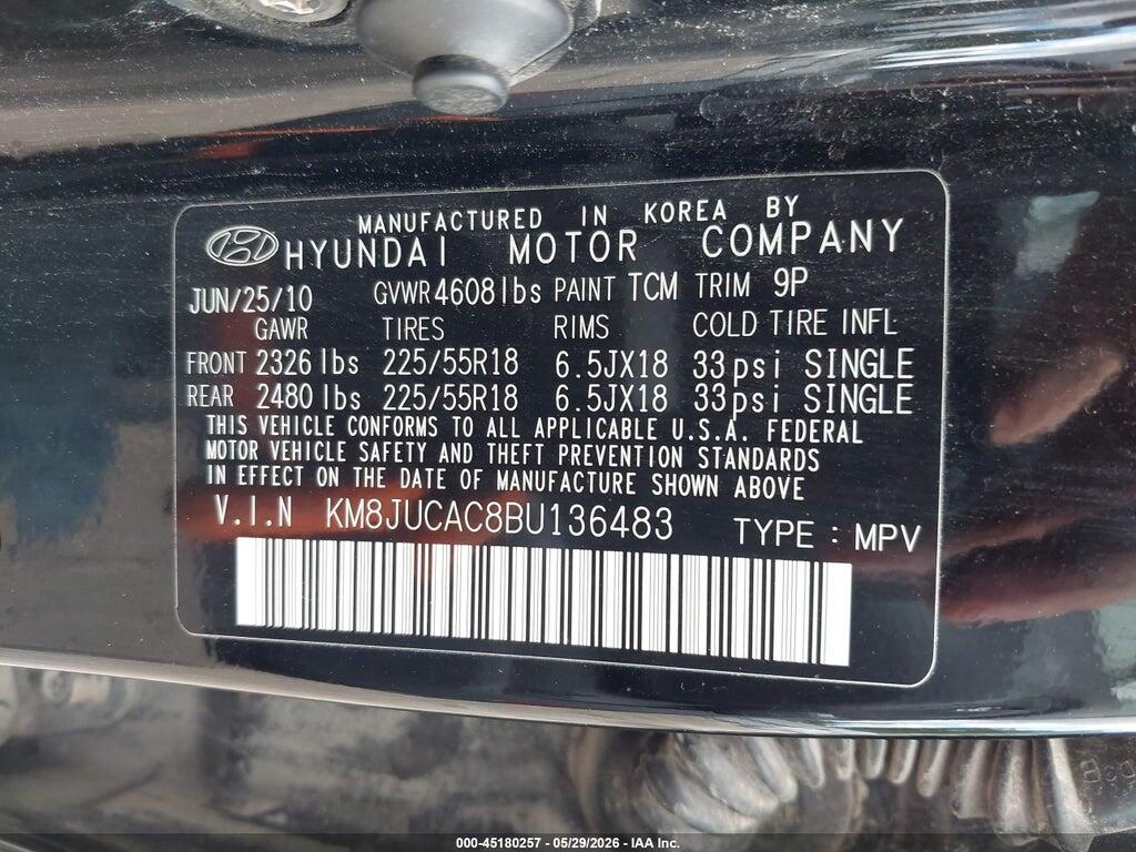 KM8JUCAC8BU136483 2011 HYUNDAI TUCSON photo no. 9