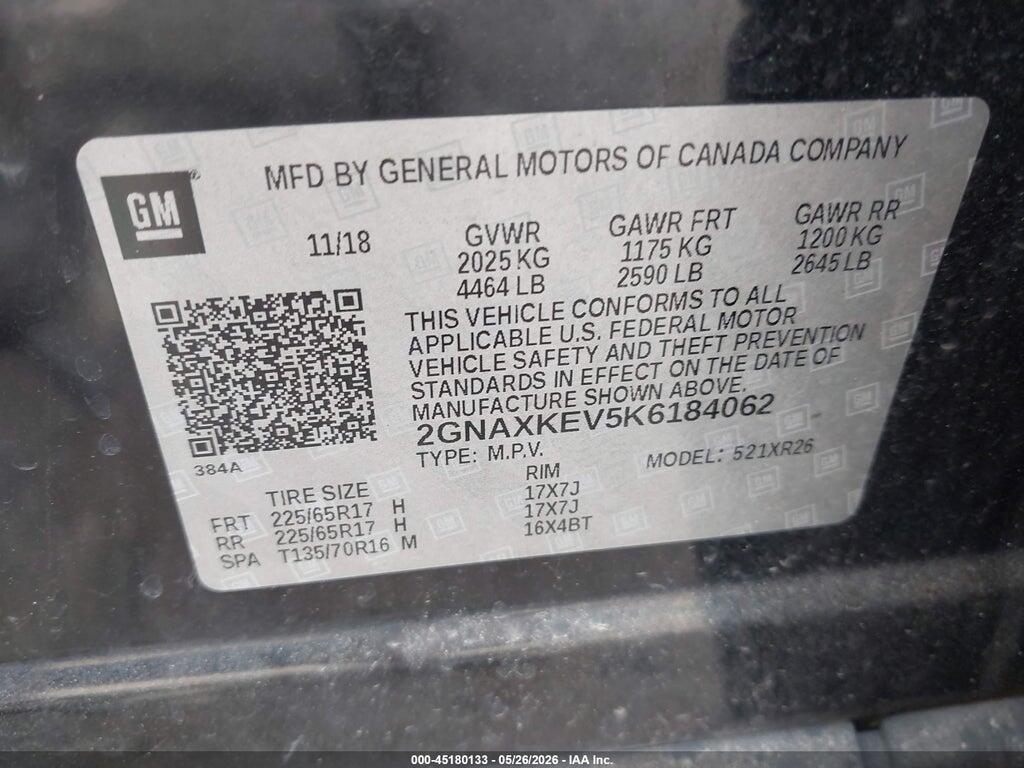 2GNAXKEV5K6184062 2019 CHEVROLET EQUINOX photo no. 9