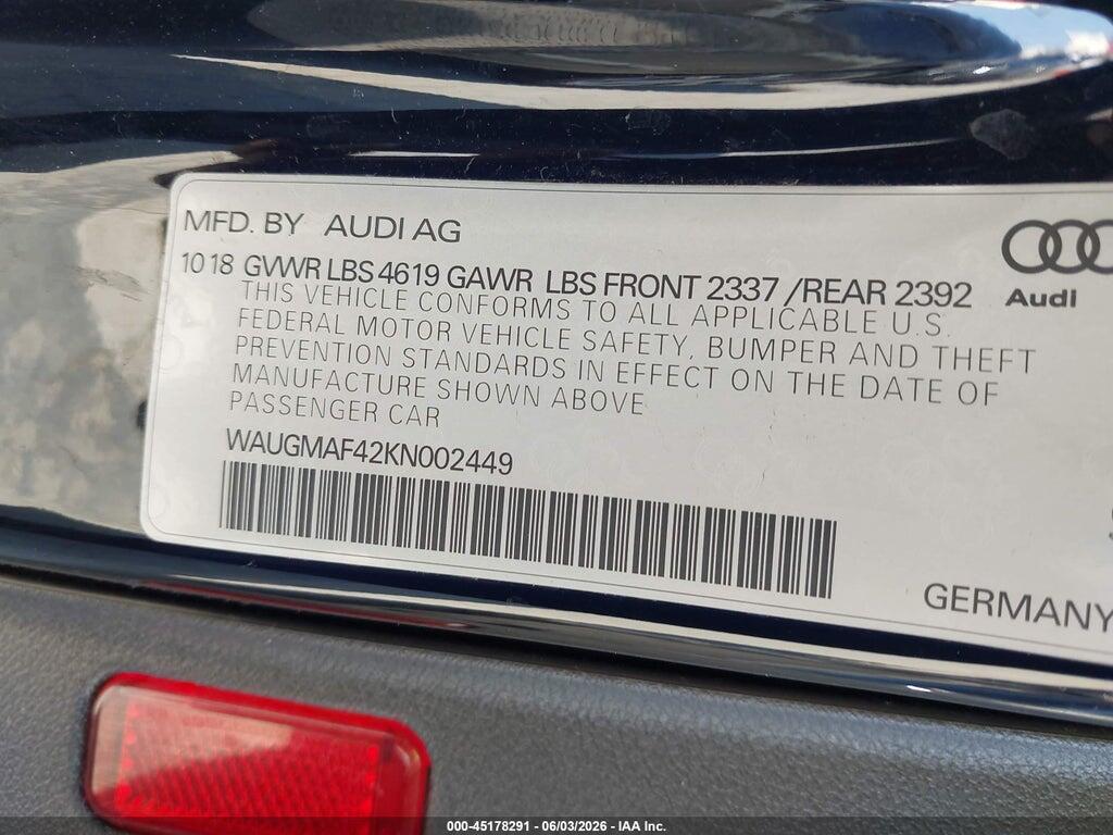 WAUGMAF42KN002449 2019 AUDI A4 photo no. 9