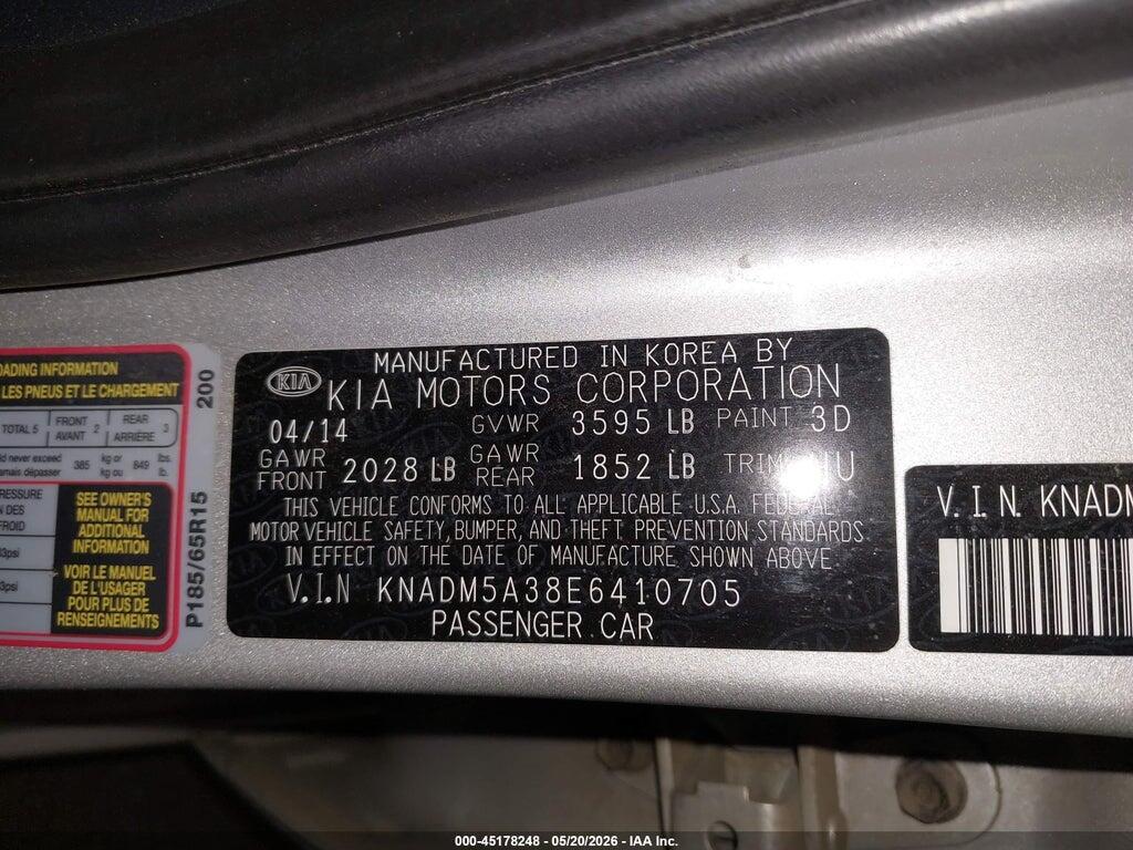 KNADM5A38E6410705 2014 KIA RIO photo no. 9