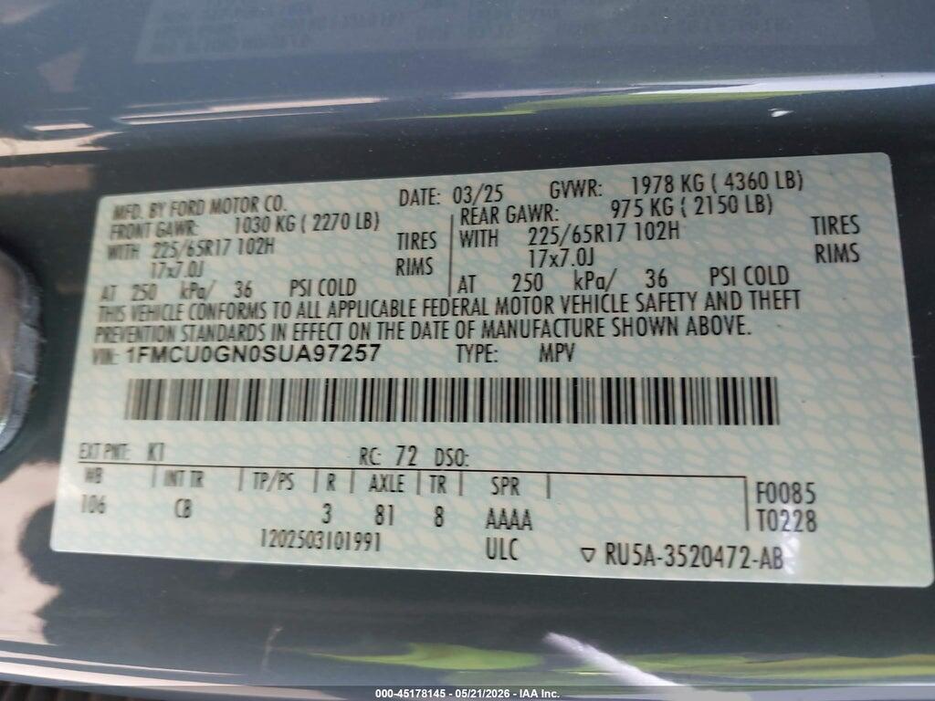 1FMCU0GN0SUA97257 2025 FORD ESCAPE photo no. 9